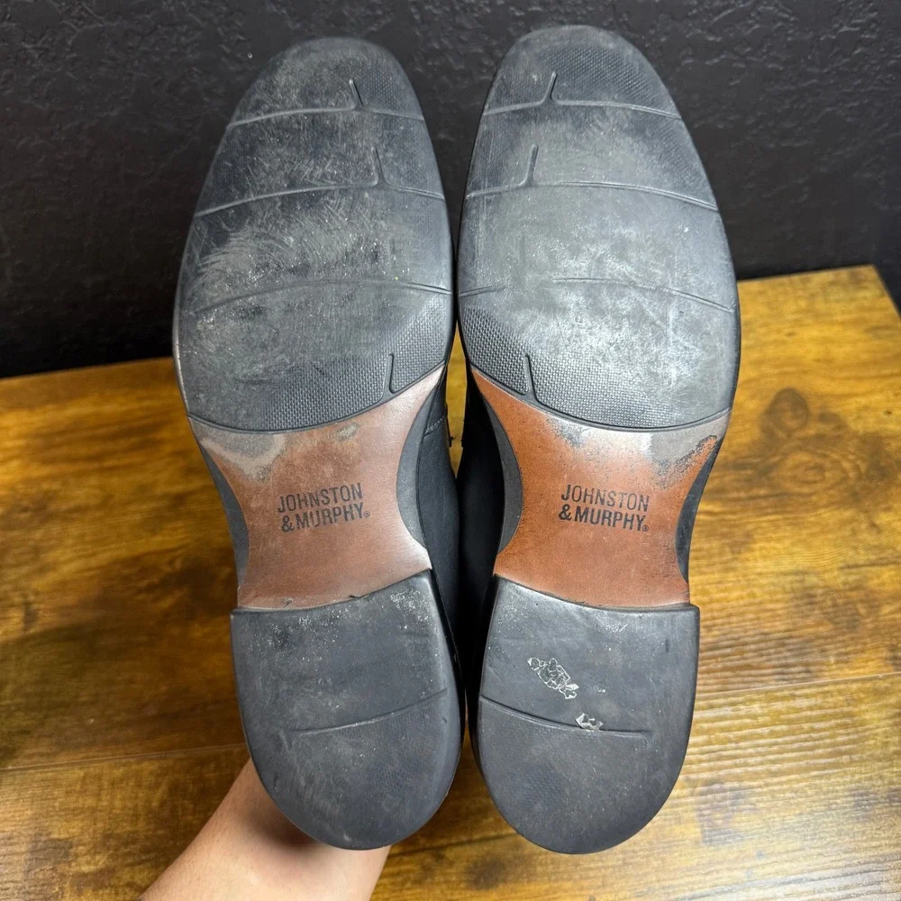 Johnston & Murphy‎ 20-1477 Black Leather Bit Loafers Mens 8 M Dress Shoes